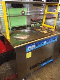 Máquina rodada frita sola cacerola del helado con 6 PC que rematan el envase