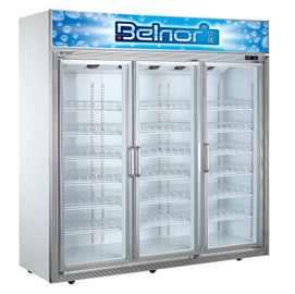 Refrigerador vertical de la exhibición del supermercado, congelador de refrigerador comercial de la puerta de tres vidrios