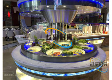 Contador llevado azul del buffet del restaurante de la exhibición/tabla comercial de la porción del buffet
