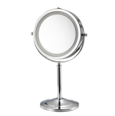 Espejo de vanidad de doble cara europeo del metal del cuarto de baño del dormitorio del espejo de la belleza del espejo HD del tocador de la luz del terraplén del estilo