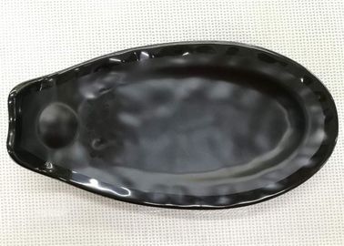 El servicio de mesa de la porcelana del peso 384g de la longitud los 25cm fija la placa negra de la melamina de la Barco-forma