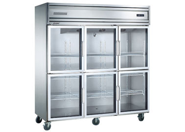 Compresor importado de Aspera seis refrigeradores comerciales de la cocina de la puerta del vidrio con cuatro echadores móviles