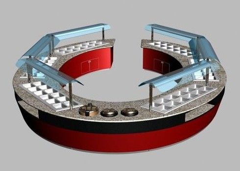 Equipo de buffet comercial Combinación de forma ovalada y redonda Restaurantes Mesas de buffet