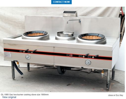 Cocina de gas de dos quemadores, tamaño 1700mm