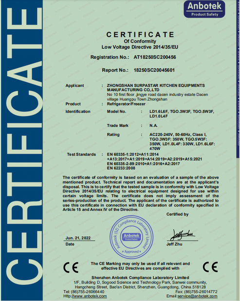 China Guangzhou IMO Catering  equipments limited Certificaciones